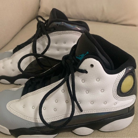 Jordan 13 wolf grey kids white / tropical teal. Full lace front. - Picture 6 of 9